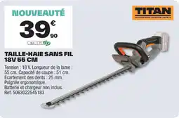 Brico Dépôt Titan taille-haie sans fil 18V offre