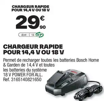 Brico Dépôt Chargeur rapide pour 14,4V ou 18 V offre