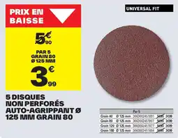 Brico Dépôt 5 disques non perforés auto-agrippant 125 mm grain 80 offre