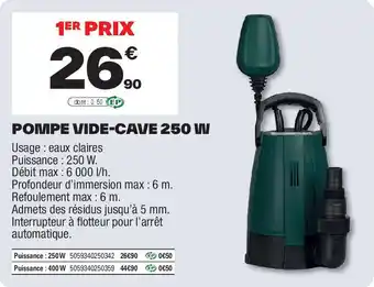 Brico Dépôt Pompe vide-cave 250W offre