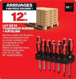 Brico Dépôt Lot de 13 tournevis burins + râtelier offre