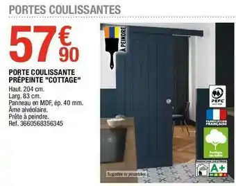Brico Dépôt Porte Coulissante Prépeinte offre