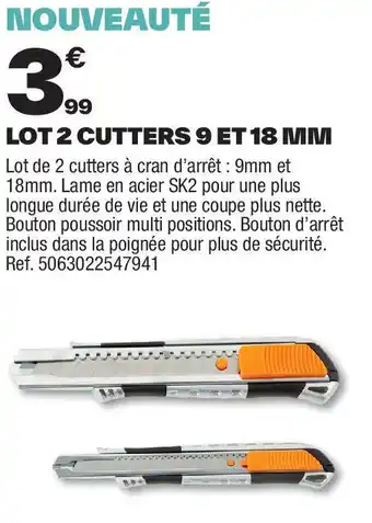 Brico Dépôt Lot 2 cutters 9 et 18 mm offre