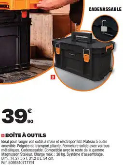 Brico Dépôt Boîte à outils offre