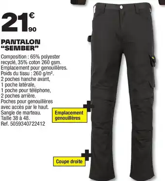 Brico Dépôt Pantalon sember offre