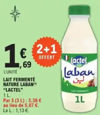 E.Leclerc Lait fermenté nature laban lactel offre