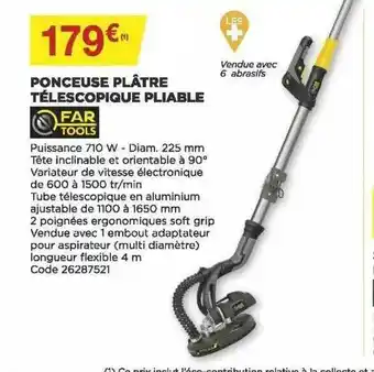 Bricomarché Ponceuse Plâtre Télescopique Pliable Far Tools offre