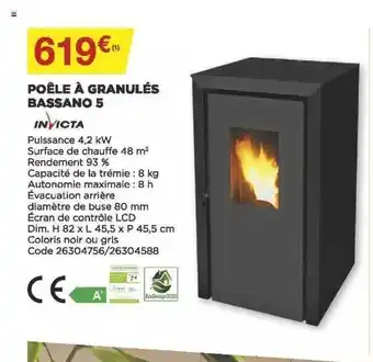 Bricomarché Poêle à Granulés Bassano 5 Invicta offre