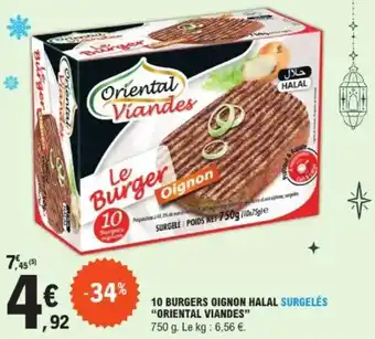 E.Leclerc 10 burgers oignon halal surgelés oriental viandes offre