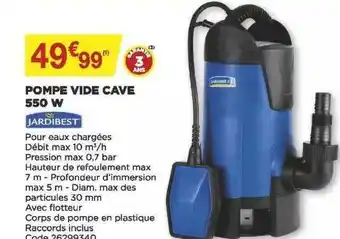 Bricomarché Pompe Vide Cave 550 W Jardibest offre