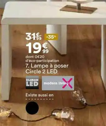 BUT Lampe à Poser Circle 2 Led Modern Living offre