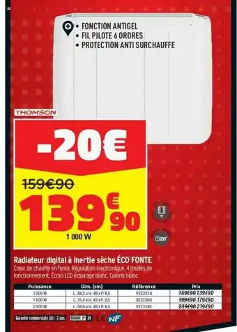 Radiateur Digital à Inertie Sèche éco Fonte