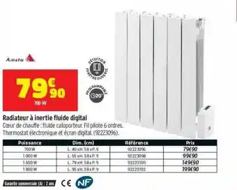 Bricorama Radiateur à Inertie Fluide Digital offre
