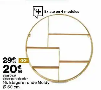 BUT étagère Ronde Goldy ø 60 Cm offre