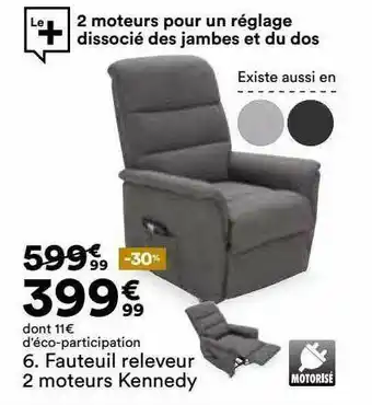 BUT Fauteuil Releveur 2 Moteurs Kennedy offre