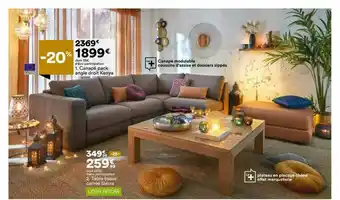 BUT Canapé Pack Angle Droit Kenya, Table Basse Carrée Sierra offre