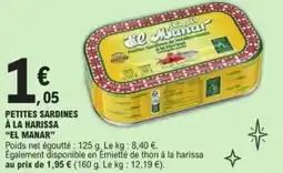 E.Leclerc Petites sardines à la harissa el manar offre