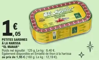 E.Leclerc Petites sardines à la harissa el manar offre