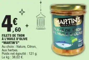 E.Leclerc Filets de thon à l'huile d'olive martin's offre