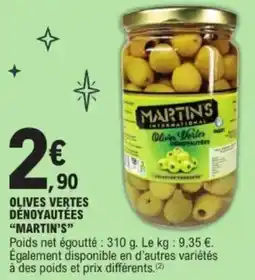 E.Leclerc Olives vertes dénoyautées martin's offre