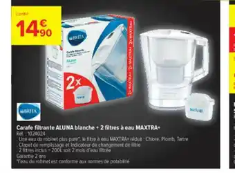 Carafe Filtrante Aluna Blanche + 2 Filtres à Eau Maxtra+ Brita