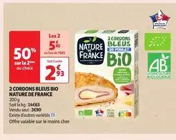 Auchan 2 cordons bleus bio nature de france offre