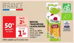 Auchan LA BOULANGERE Brioche tranchée bio offre