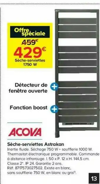 Castorama Sèche-serviettes Astrakan Acova offre