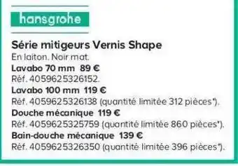 Série Mitigeurs Vernis Shape Hansgrohe