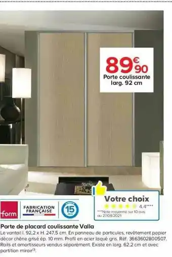 Castorama Porte De Placard Coulissante Valia offre