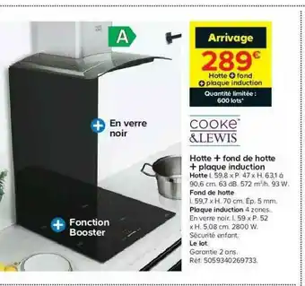 Castorama Hotte + Fond De Hotte + Plaque Induction Cooke & Lewis offre