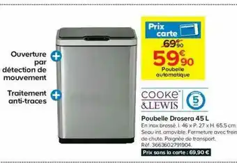 Castorama Poubelle Drosera 45 L Cooke & Lewis offre