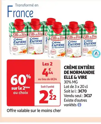 Auchan ELLE & VIRE Crème entière de normandie offre