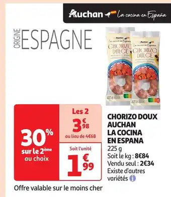 Auchan LA COCINA EN ESPANA Chorizo doux auchan offre