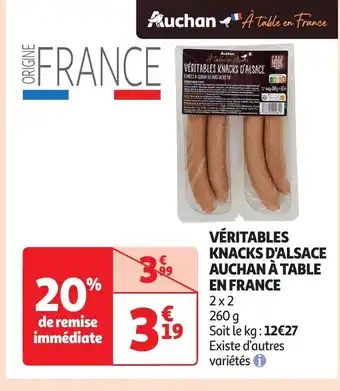 Auchan Véritables knacks d'alsace auchan à table en france offre