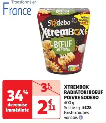 Auchan SODEBO Xtrembox radiatori boeuf poivre offre