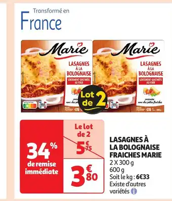 Auchan MARIE Lasagnes à la bolognaise fraiches offre