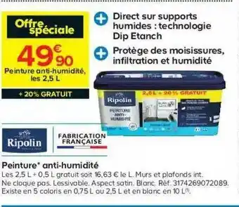Castorama Peinture Anti-humidité Ripolin offre