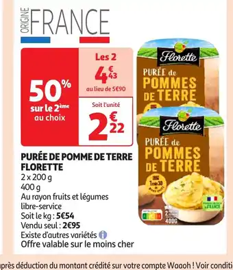 Auchan FLORETTE Purée de pomme de terre offre