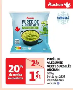 Auchan AUCHAN Purée de 4 légumes verts surgelée offre