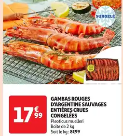 Auchan Gambas rouges d'argentine sauvages entières crues congelées offre