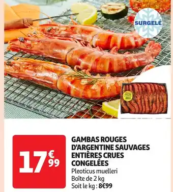 Auchan Gambas rouges d'argentine sauvages entières crues congelées offre