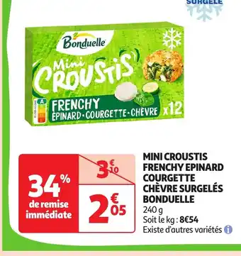 Auchan BONDUELLE Mini croustis frenchy epinard courgette chèvre surgelés offre