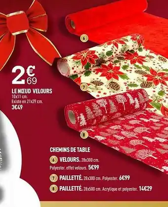 Centrakor Le Noeud Velours, Chemins De Table offre