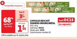 Auchan Capsules nescafé farmers origins brésil offre