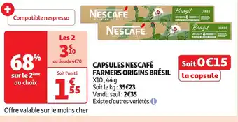 Auchan Capsules nescafé farmers origins brésil offre