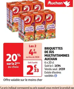 Auchan Briquettes de jus multivitamines offre