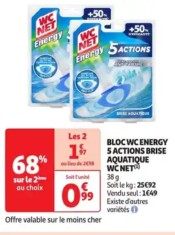 Auchan WC NET Bloc wc energy 5 actions brise aquatique offre