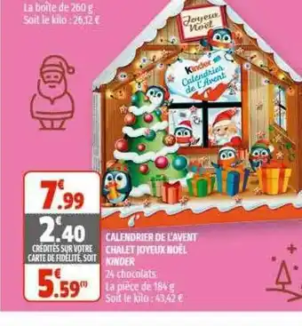Coccimarket Calendrier De L'avent Chalet Joyeux Noël Kinder offre
