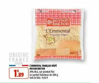 Coccinelle Express L'emmental Français Râpé Paysan Breton offre